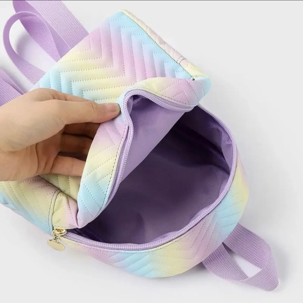 Rainbow Backpack PU Material Pastel Colors Small